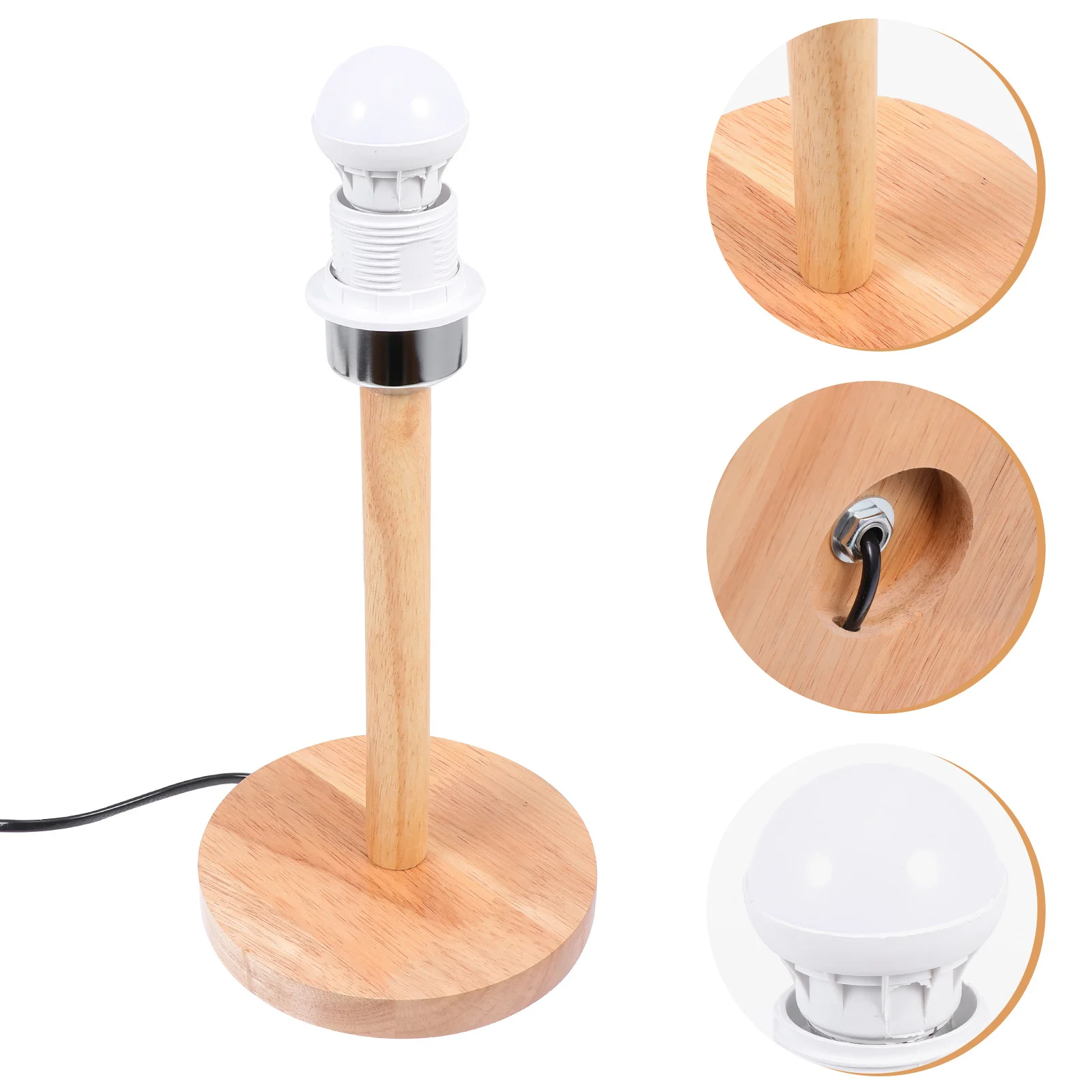

1pc Wooden Table Lamp Base E27 Light Bulb Holder For Living Room Bedroom Cafe Decor Desktop Lamp Support Accessory
