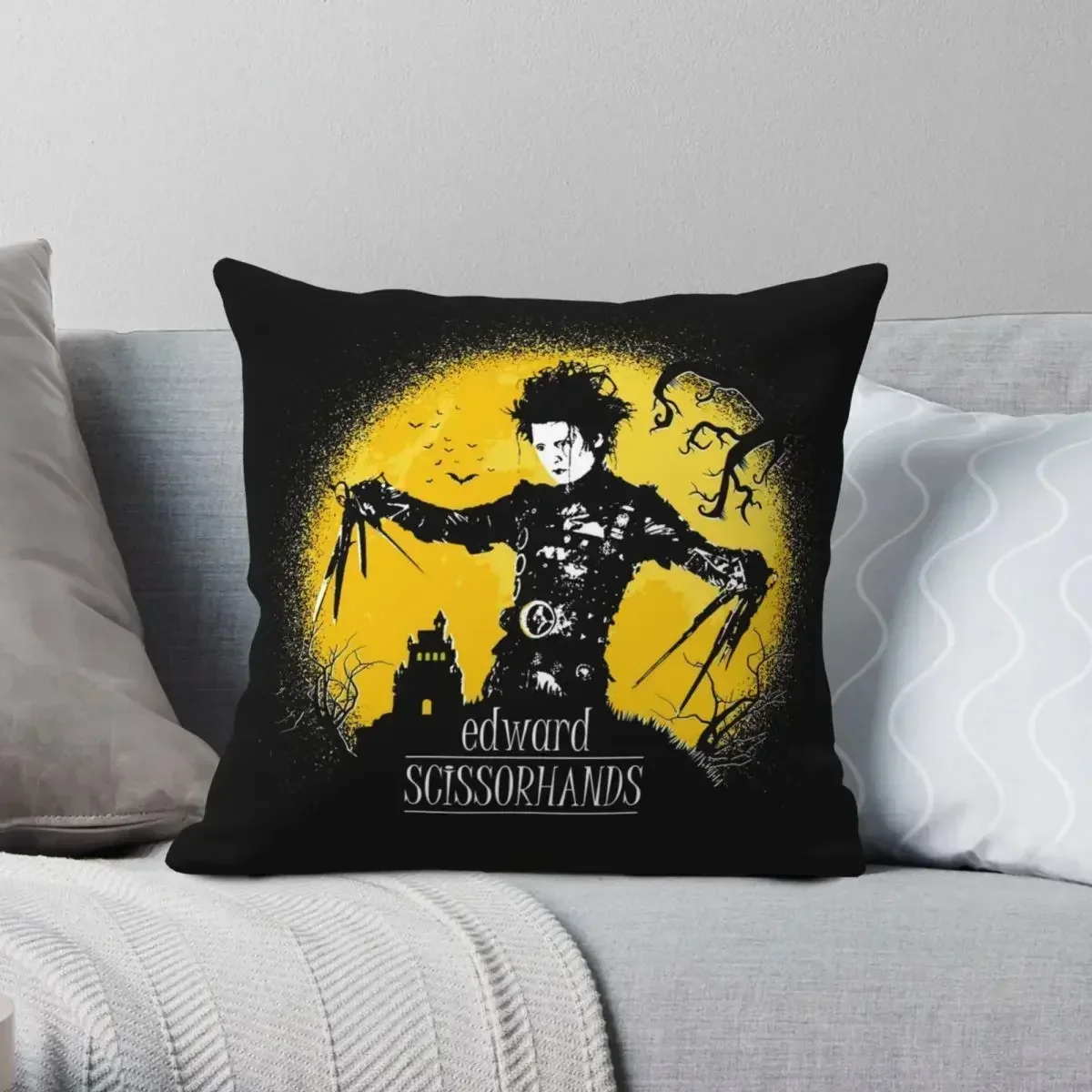 Edward Scissorhands Pillowcase Polyester Pattern Zip Decorative Sofa Cushion Cover Two Side Printing Pillowcase 45X45CM