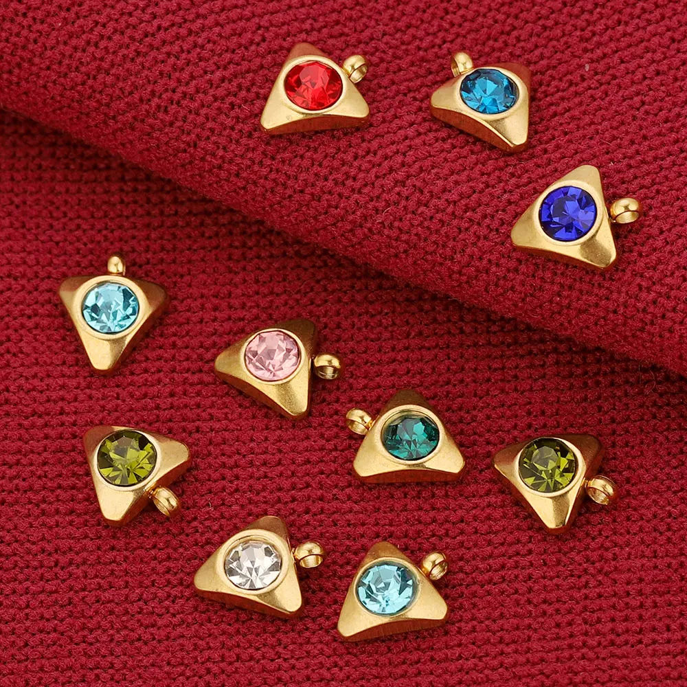 20 قطعة مثلث من الفولاذ المقاوم للصدأ دلايات صغيرة قلادة كريستال حجر الراين سحر DIY بها بنفسك أقراط سوار لوازم المجوهرات الحرف اليدوية