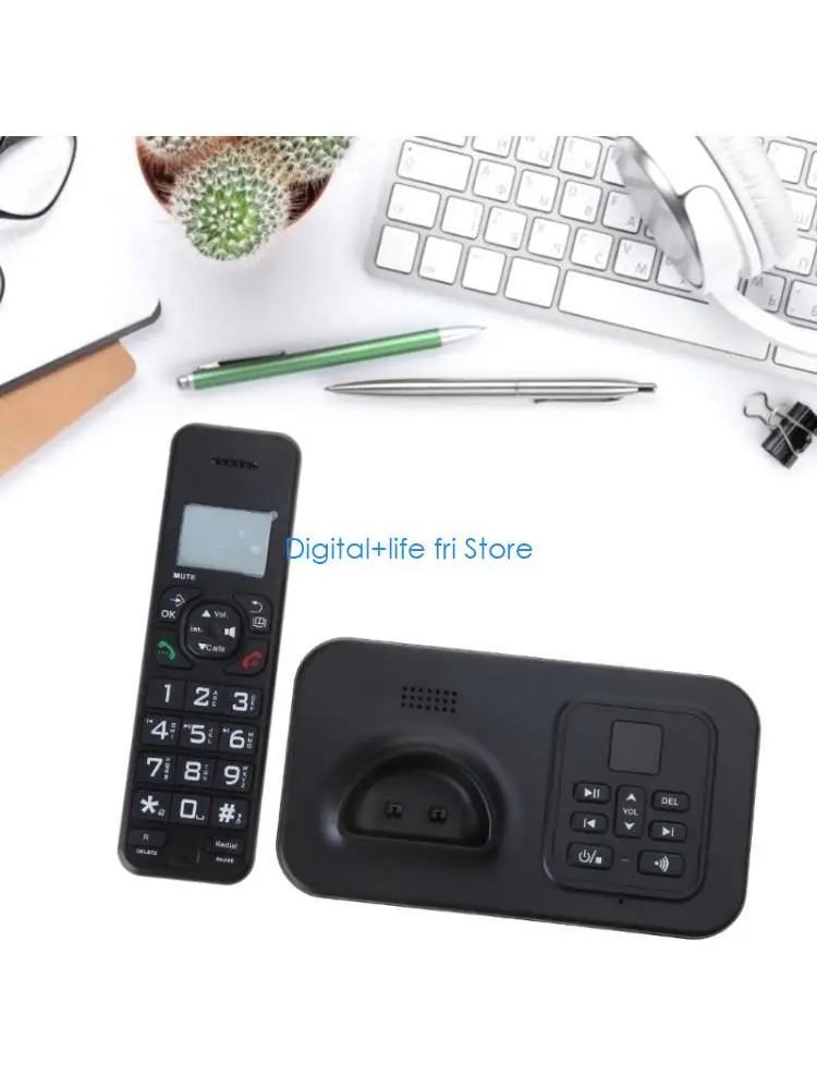 E06D D1002B Cordless Phone System Expandable Home Phone High Contrast Display Handset