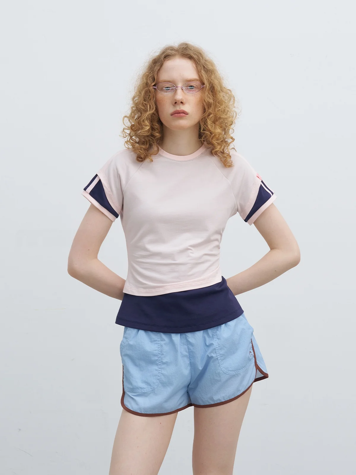 Riverstone plus Modal Slim Fit Short Sleeve round Neck T-Shirt Women's Summer Sport Style Top False Two-Piece Breathable Skin...