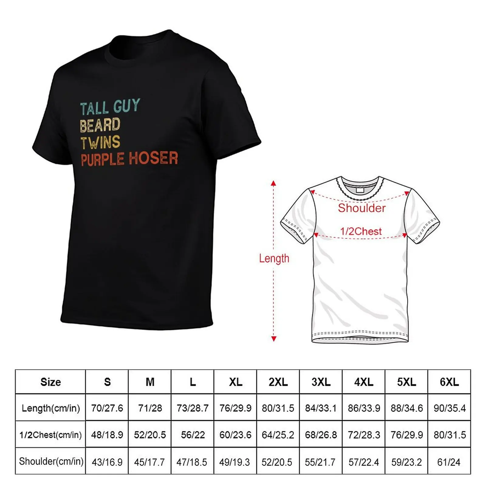 Tall Guy Beard Twins Purple Hoser T-Shirt Heavy Duty Casual Work Tee