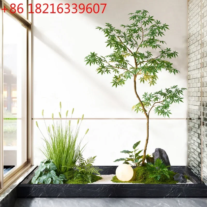 Simulated green plant maple tree Nantian bamboo indoor and outdoor decoration large Chinese fake tree