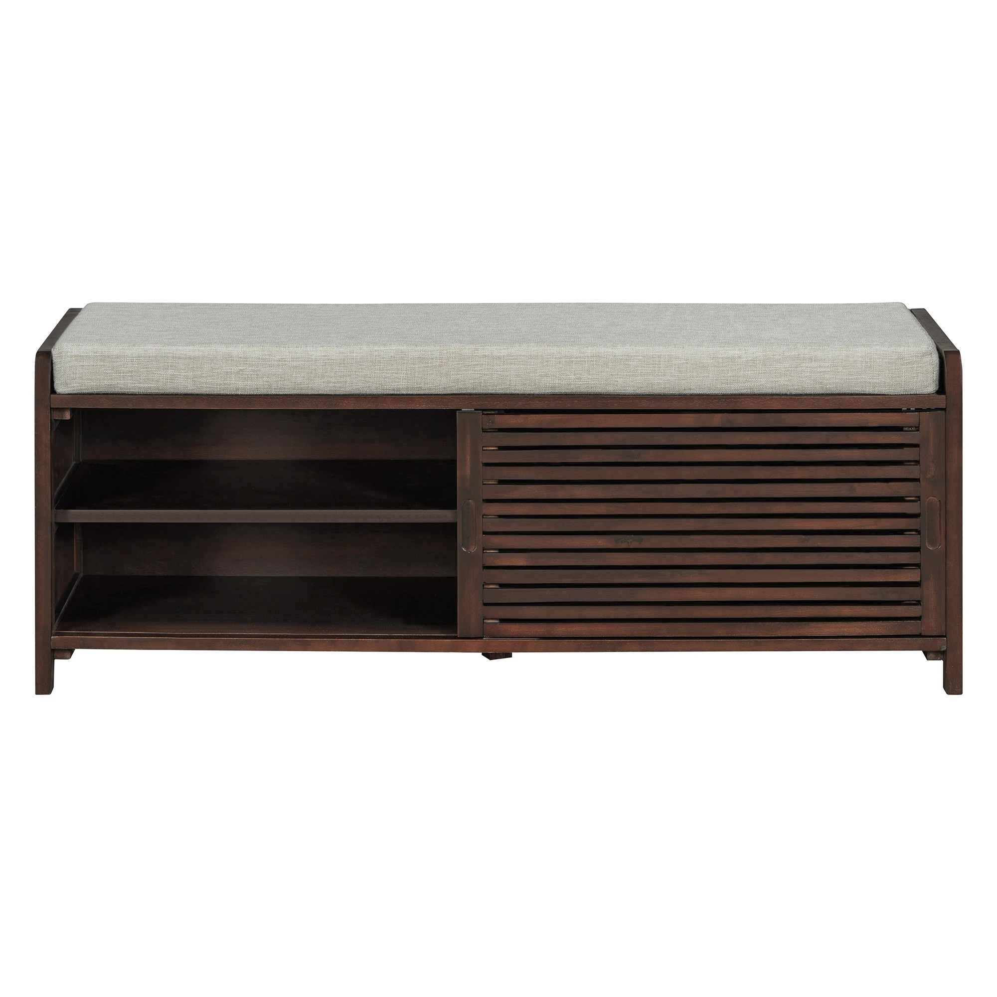 Shoe Bench Distressed Shutter Storage Bench With Cushion And Sliding Door Vintage Acacia Veneer Shoe Cabinet Bench For Entryway