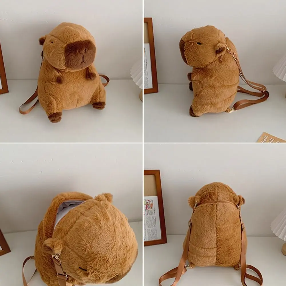 Kawaii Capybara Plush Backpack for Women Versatile Cartoon Funny Capibala Crossbody Bag Large Capacity Tote Bag