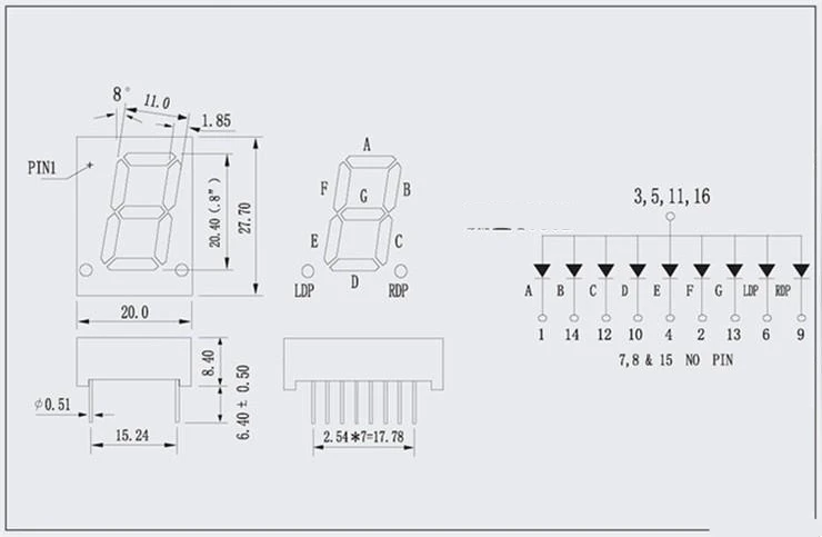 Imagem -02 - Led Digital Display Tube Segment Display Digital Led Bit Cathode Digital Ânodo 0.8in Vermelho Verde Azul 10 Pcs