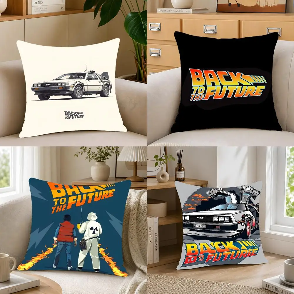 Retro Movie B-Back to the Future Cushion Cover Crystal velvet sofa Aesthetic room decor Car seat back cushion