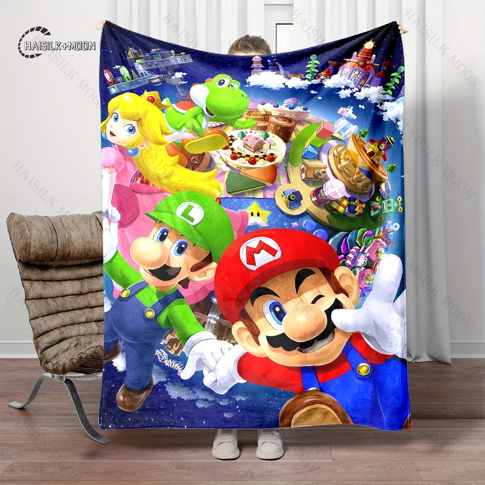 Super Mario Bros Movie Game HD  Travel Camp Soft Fluffy Blanket  Air Conditioning Sofa Nap Blanket Winter Season Gift