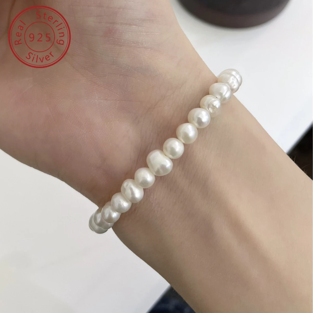 925 silver natural freshwater pearl bracelet, essential for autumn and winter, French retro, simple senior feel