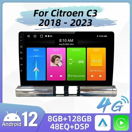 Autoradio pour citroën C3 2018 – 2023 2 Din Android multimédia GPS Navigation Carplay Android Auto unité principale stéréo Autoradio