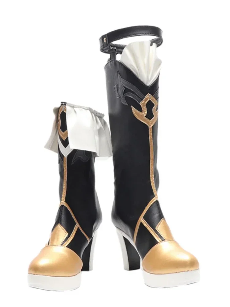 Honkai:Star Rail Sushang สั้นรองเท้า PU หนังโลหะหัวเข็มขัด Laces Elegant ไม่สมมาตรรองเท้าส้นสูงรองเท้าคอสเพลย์สําหรับ Boy Girl