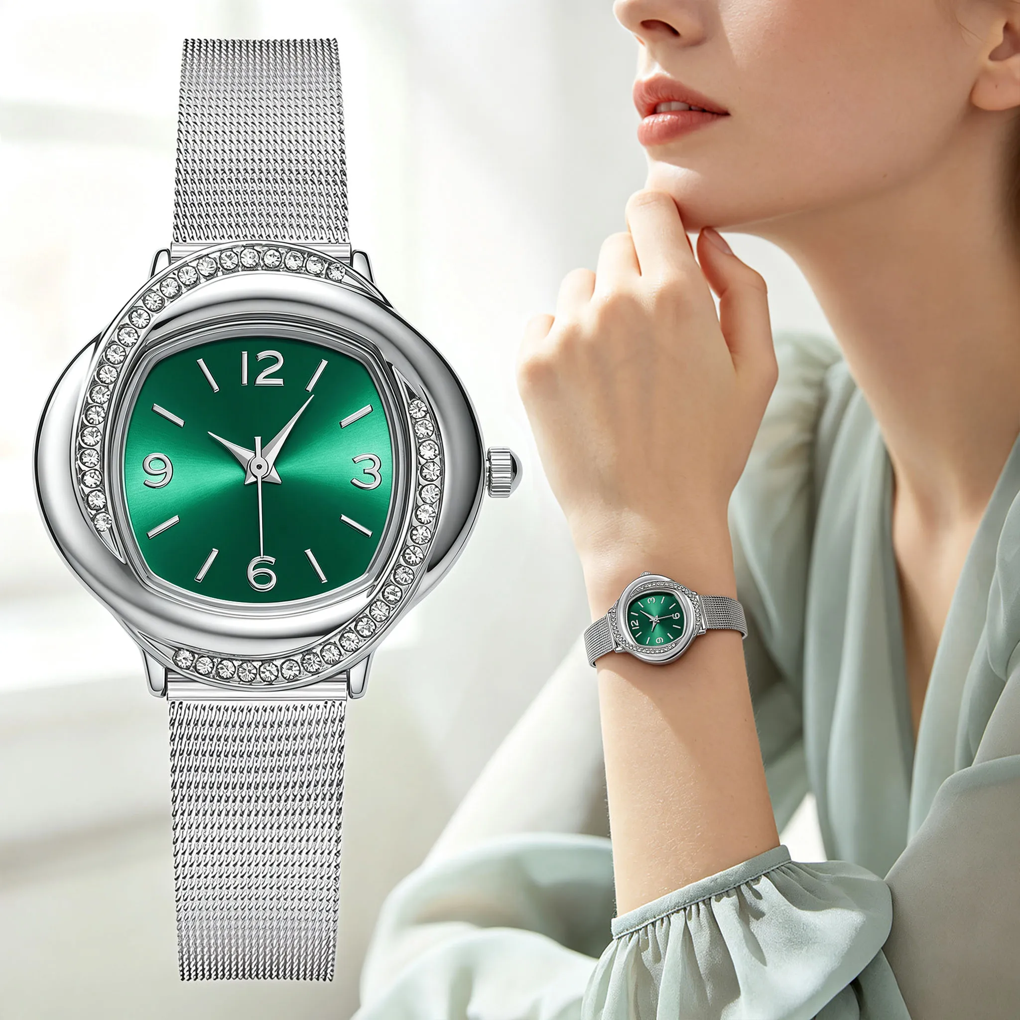 Casual Fashion Alloy Mesh Temperament Women Ladies Luxury Quartz Watches Anniversary Gift