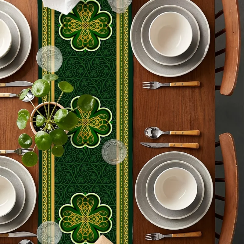 VIKAMA Tischflagge zum St. Patrick's Day mit Kleeblatt-Motiv, für Küche, Party, Festival, Tischdekoration, Heimdekoration
