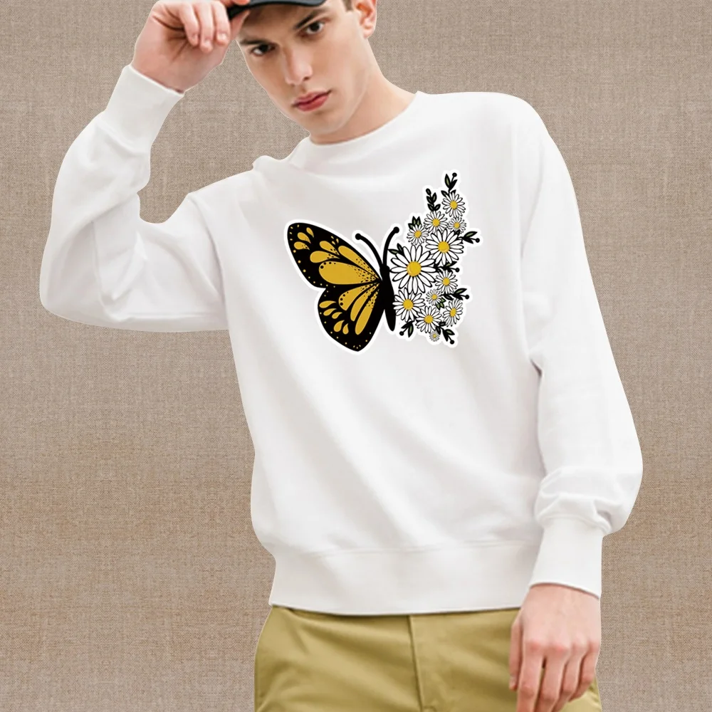 

Butterfly Print Simple Lightweight and Comfortable Sweatshirt Autumn and Winter Thermal Jumper Long Sleeves Men's Sweatshirt