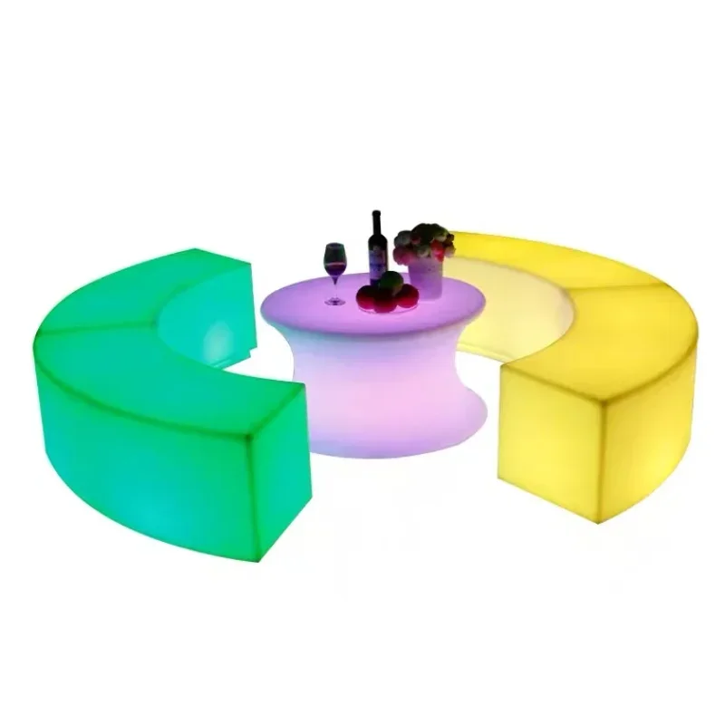 Color Changing LED  Illuminated Curved Bench