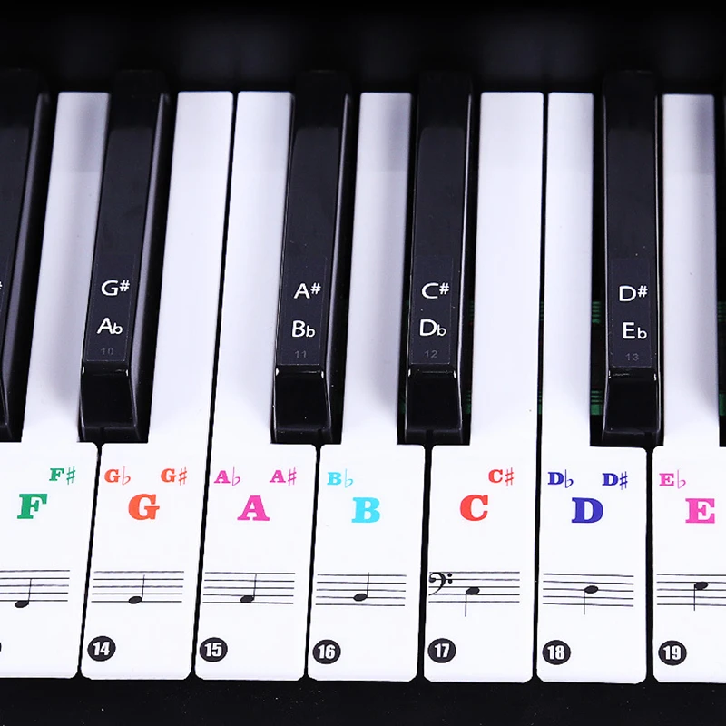 Decal Piano Stickers 37*11mm Transparent PVC Clear Digital Keyboard Reusable Multicolor For 37/49/88/61/54 Keys