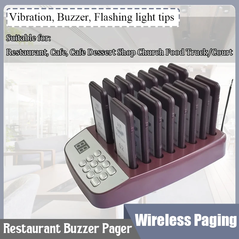 Wireless Paging Guest Calling System Restaurant Buzzer Pager for Cafe Dessert Shop Church Food Truck/Court 315 MHz Stable Signal