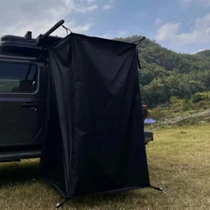 Portable Vehicle Side Privacy Shower Enclosure Without Bracket No Poles 4 Corner Tie Design For Camping SUV Road Trip
