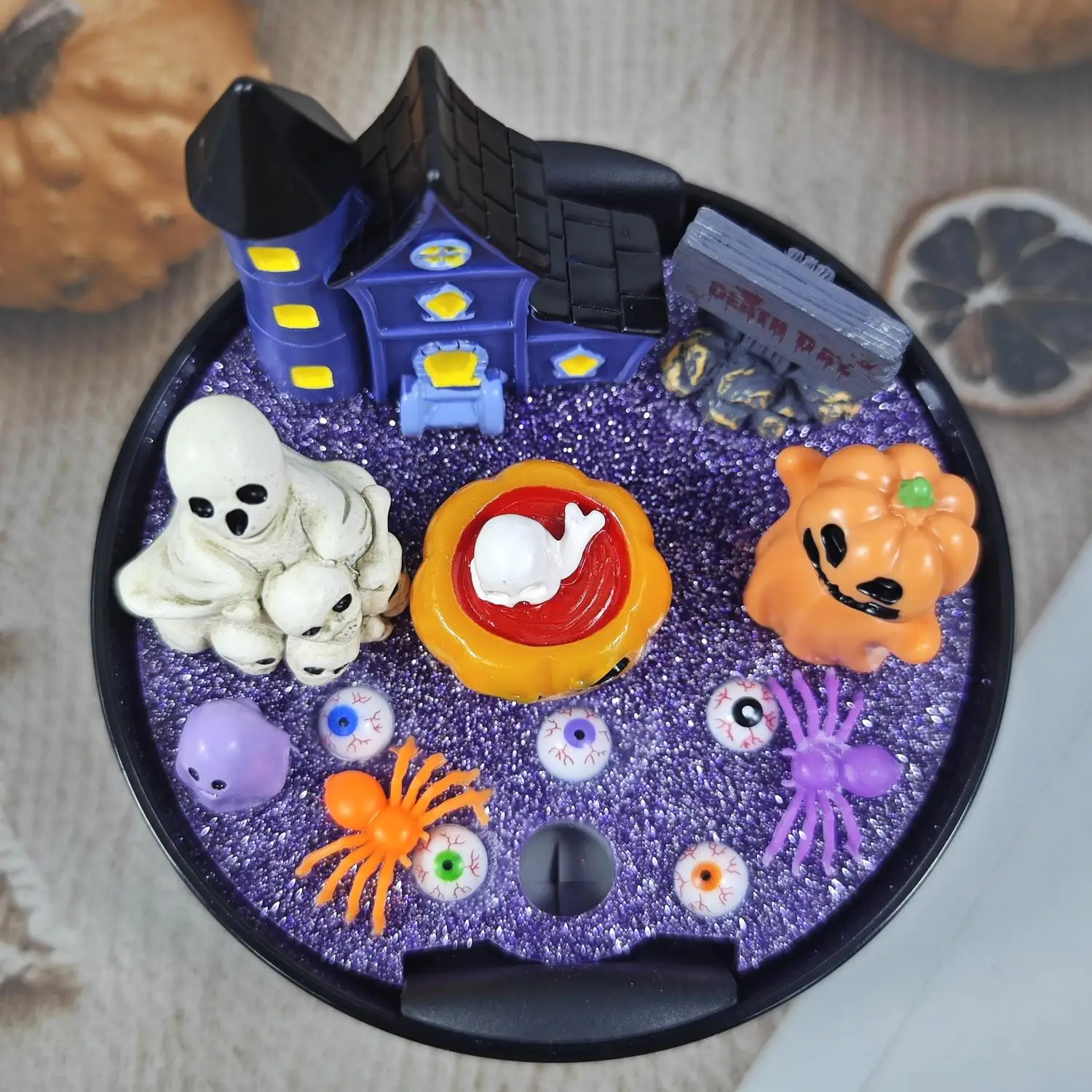 Luminous Halloween Acrylic Nameplate Slice 40oz Tumbler Lid Miniature Landscape Straw Topper Dust Cap for Party Favors view 5