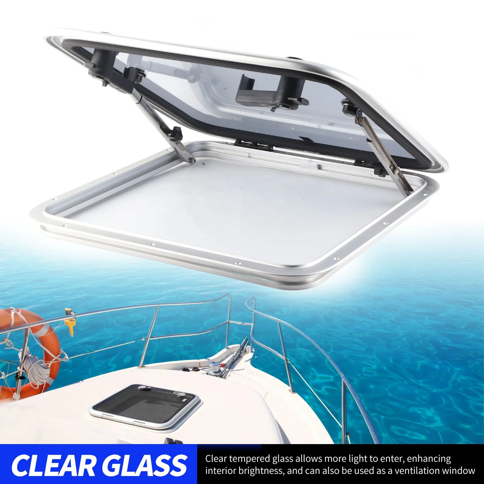 Boat Porthole Window Push Type Waterproof Portlight Hatch Window with Tempered Glass for Boat Yacht Marine RV