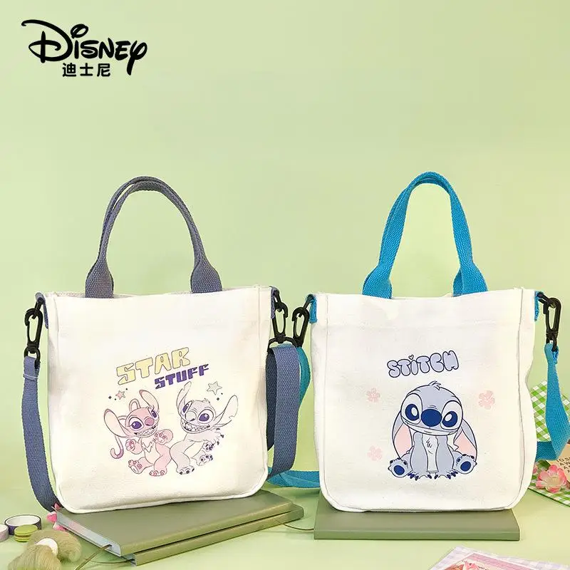 

New Disney Stitch Cartoon Crossbody Bag for Girls Kawaii Large Capacity Canvas Bag Student Casual Handbag Couple Gift