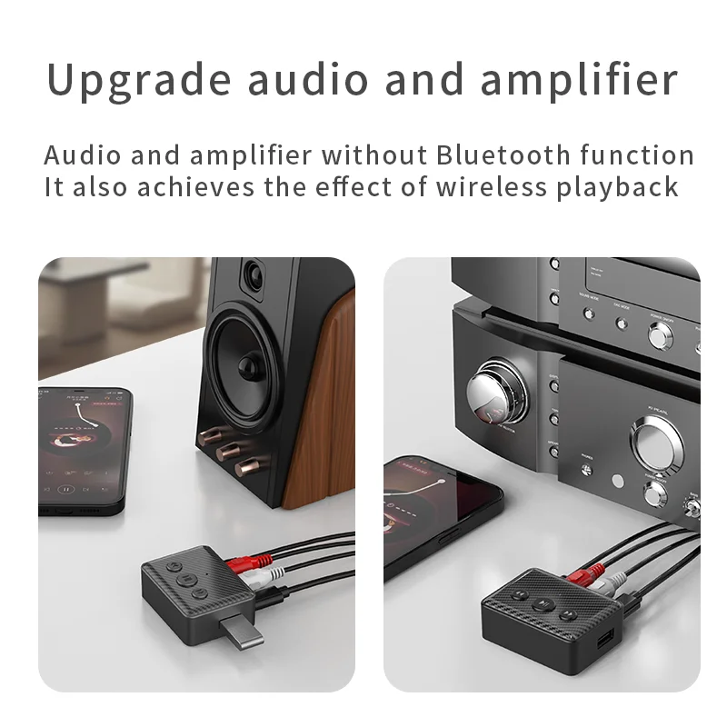 KEBIDUMEI Bluetooth 5.4 Audio Receiver RCA 3.5mm AUX USB Wireless Adapter With MIC Support U-Disk Play For Car Kit Speaker