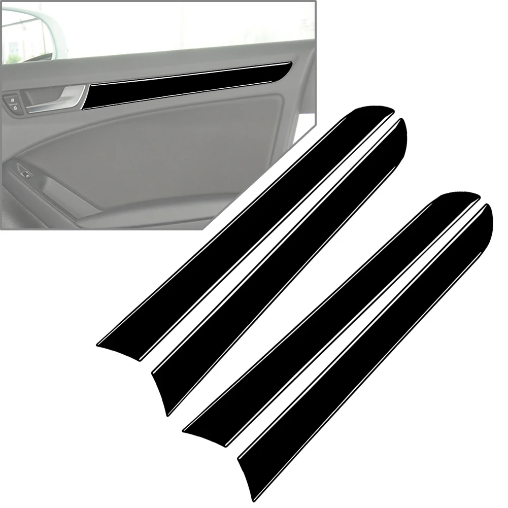 4Pcs/Set Piano Black Interior Car Door Handle Panel Cover Trim Decorative Stiker For Audi A4 B8 A5 Q5