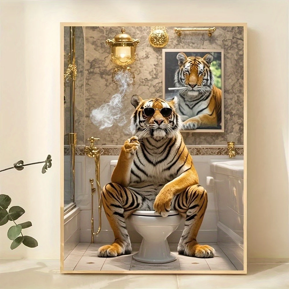 

500/1000/1200/2000PCS Jigsaw Puzzle animal Tiger Wearing Stylish Family Activity Games for Gameroom Bedroom Home Decor Frameless
