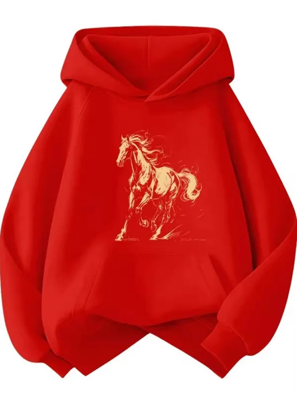 

Extra Large 300 Pou Year Hoodie Women's Red Jaet Autumn Winter New Sle Ins Print Long Sve Fce Lined Sweats...