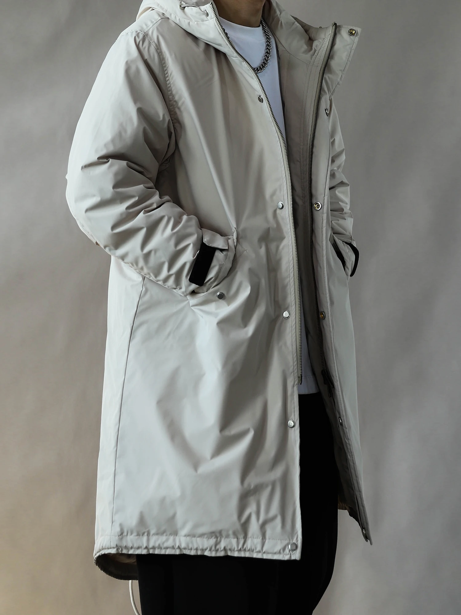 

Мужская зимняя теплая куртка-пуховик средней длины с капюшоном в стиле ретро, свободного кроя, универсальная, цвета хаки, повседневная