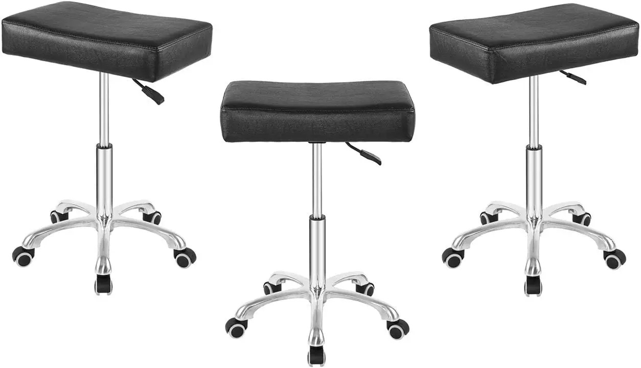 Tabouret à Comcussion Réglable avec Roues RapDuty, Noir, pour Bureau, Maison, Comptoir, Salon