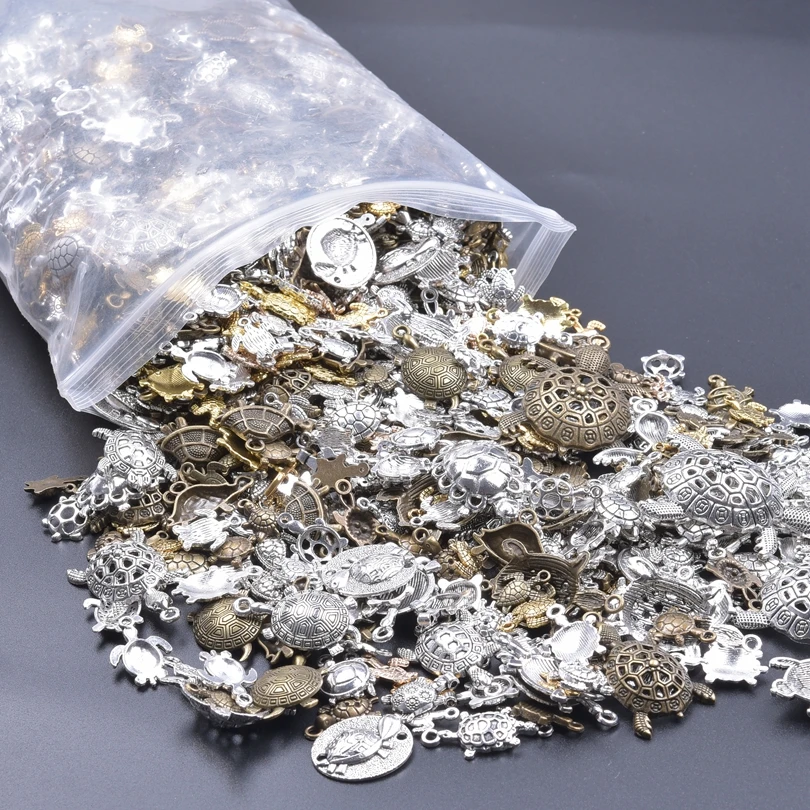 20Pcs /Lot Vintage Summer Animal Sea Turtle Shell Charms Random Beach Tortoise Pendant Neckalces Bracelet Jewelry Accessories