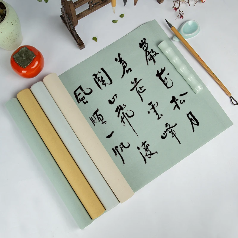 Batik Rice Paper Chinese Brush Calligraphy Creation Half-Ripe Xuan Paper Calligraphy Painting Competition Papier Mulberry Paper