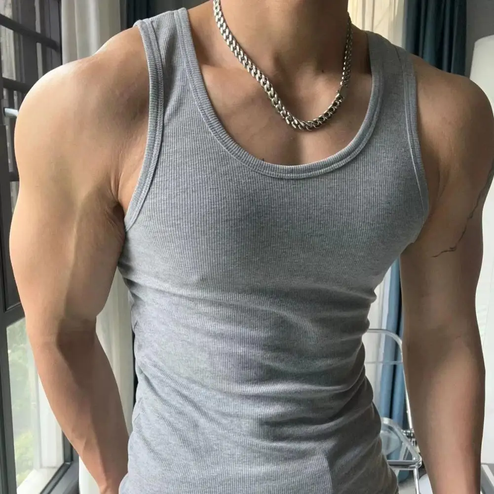 Men Vest O-neck Sleeveless Fitness Tank Tops Casual Athletic Tanks Men Workout Vest Skinny Gym Fitness Sports Leisure Vests