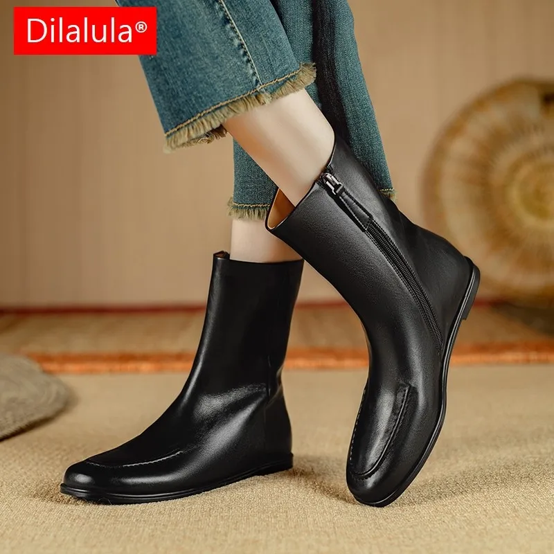 dilalula-2025-stivaletti-corti-popolari-in-pelle-naturale-da-donna-punta-tonda-tacco-piatto-stivaletti-con-cerniera-per-calzature-autunno-inverno-da-donna