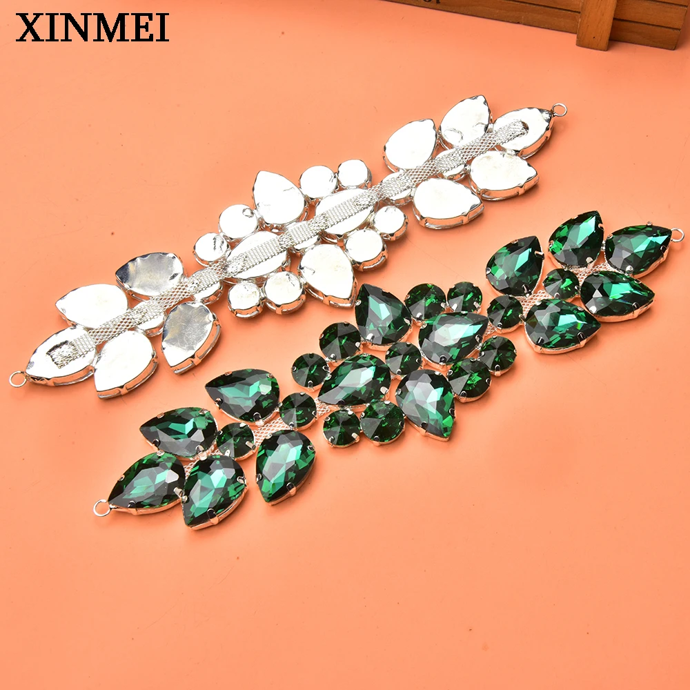 Fashion Glass Rhinestone Buckle Diamond Flower Girdle Applique for Shoe Bag Dress Crystal Chain Diy Jewelry Wedding Accessories