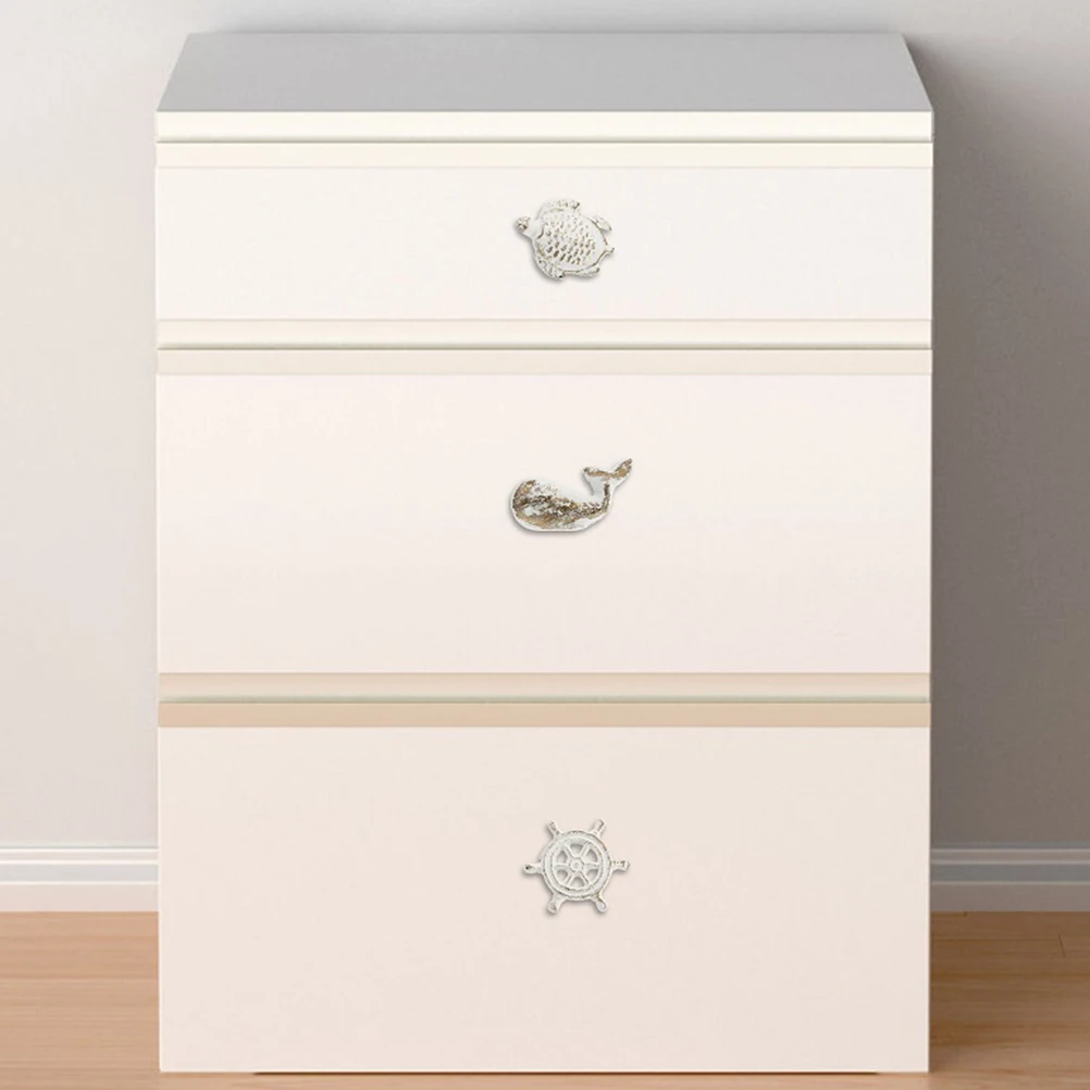 

2pcs Whale Knobs White Cast Iron Retro for Cupboard Iron Knobs Cabinets Dresser Drawer Wardrobe Hardware