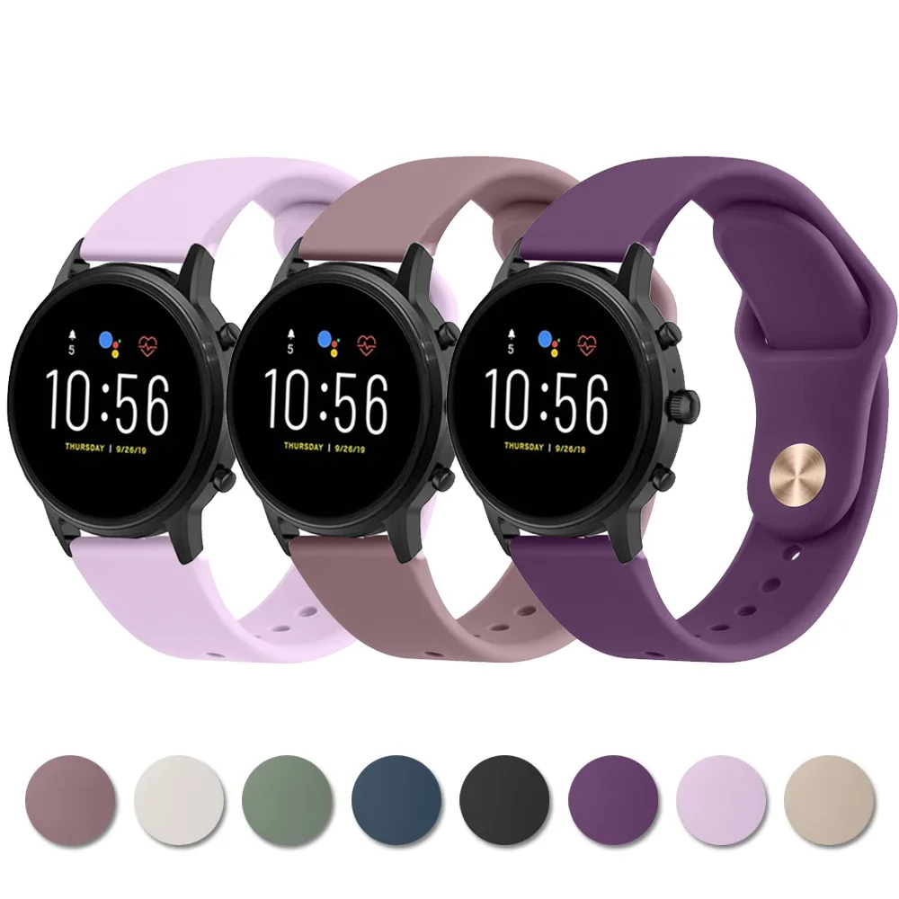 

22mm Silicone Strap For Fossil GEN 6 5 5e 44mm/GEN 5 LTE 45mm Watch Band For Fossil Gen 5 Julianna Garrett Carlyle HR Bracelet