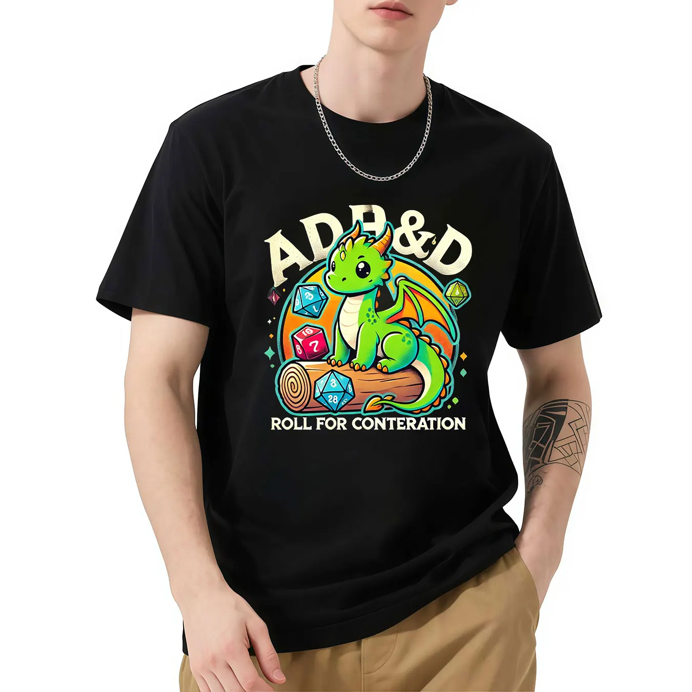 

T Shirt AD&D Roll For Conteration Print T-shirt Girl Short Sleeve Crew Neck Casual Top for Summer Spring Women's Clothing