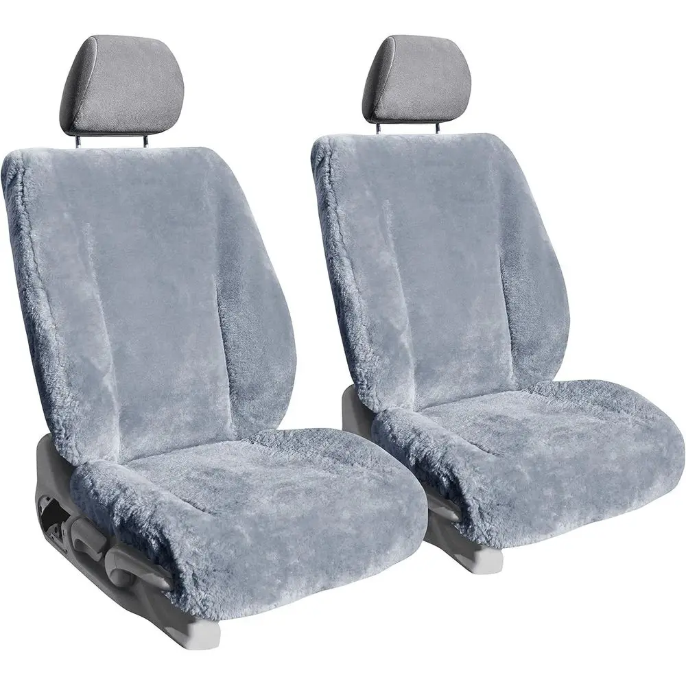

Custom Sheepskin Front Seat Covers for GMC Canyon 2015-2020, Dark Silver, Fits Models with Adjustable Headrests