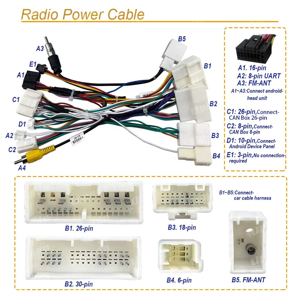 Car Android Radio Cable Connector Socket Power Wiring Harness with CANBus MOST Decoder for Toyota Alphard Lexus IS250 IS300