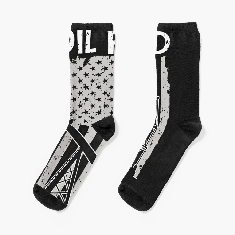 

Oil Field Flag Pump Man Driller Outfit Oil Drilling Gift Socks Climbing sports stockings happy Socks Women Men's