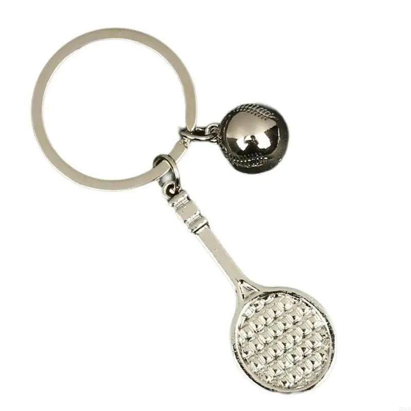 عاشق التنس حلقات المفاتيح مضرب سبيكة أنيق مع مضرب تنس سلسلة مفاتيح رياضية معدنية ساحرة للمجموعة الشخصية 20CA