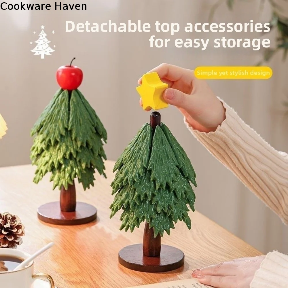Creative Christmas Tree Trivet Heat Resistant Anti Scald Heat Insulation Coaster Wooden Base Non-slip Dishes Heat Insulation Pad