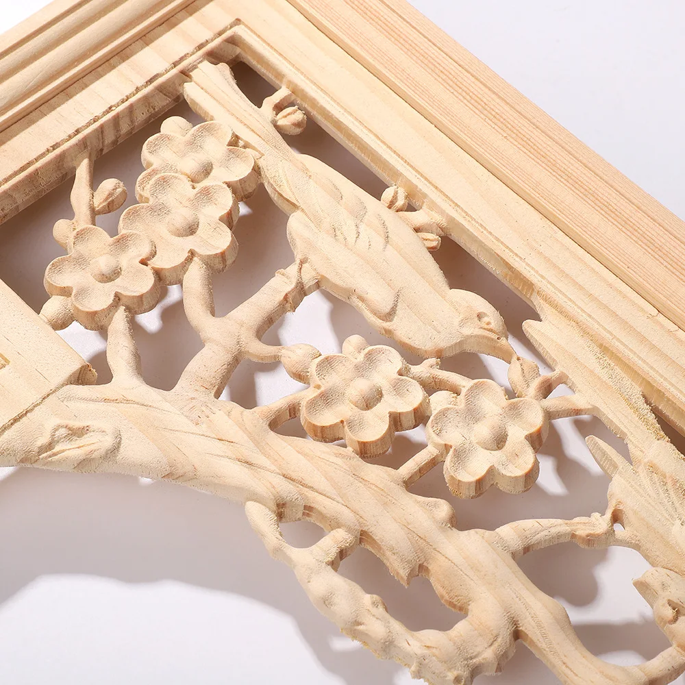 Chinese style Dongyang wood carving corner flower double-sided relief solid wood gun flower living room ceiling lintel