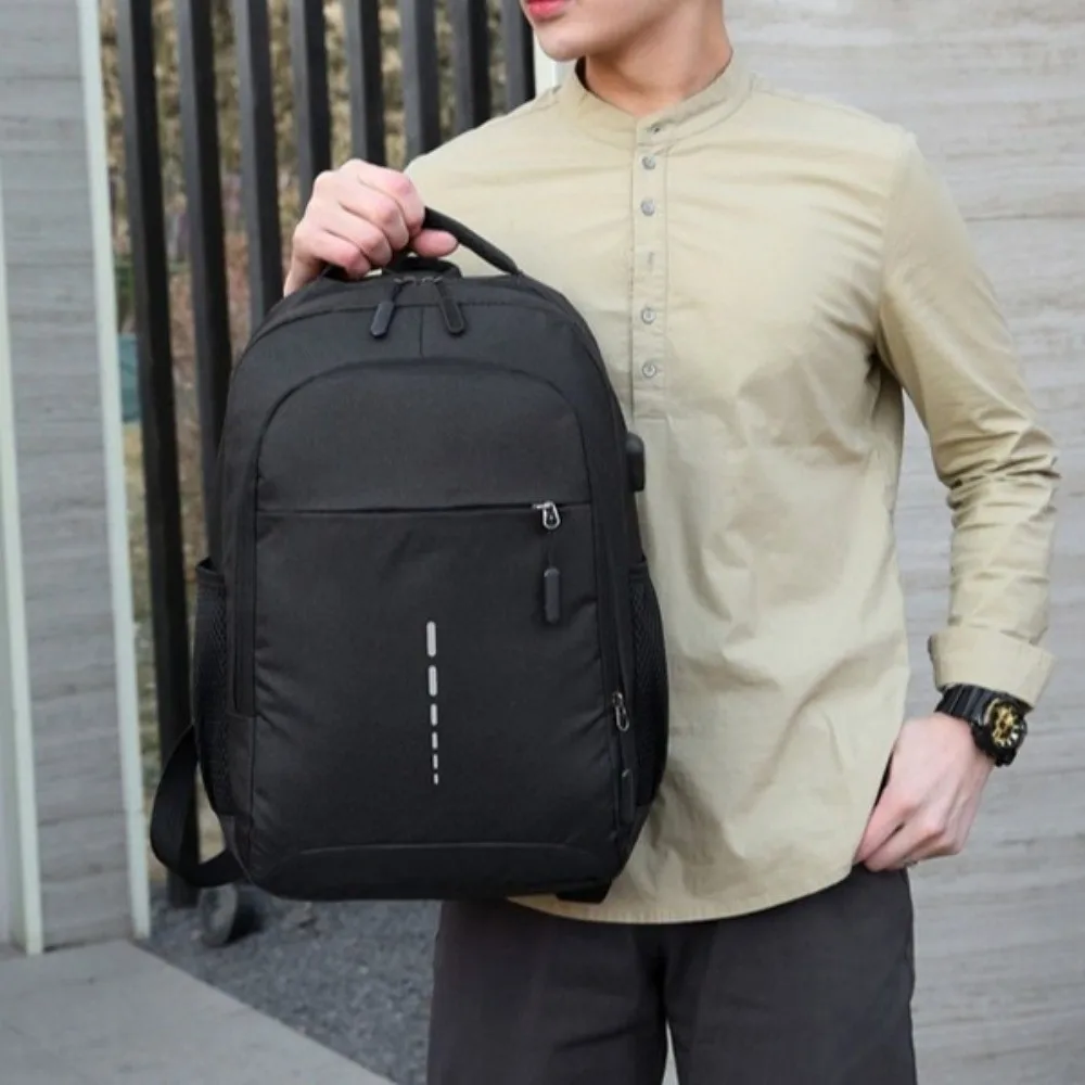

Large Capacity Student Backpack Oxford Cloth Multiple Pockets Computer Rucksack Solid Color Multifunctional School Bag Women