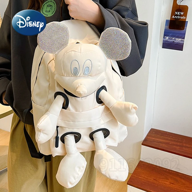 

Disney Mickey New Diamond-studded Doll Backpack Cartoon Women's Doll Backpack Large Capacity Fashion Casual Women's Backpack