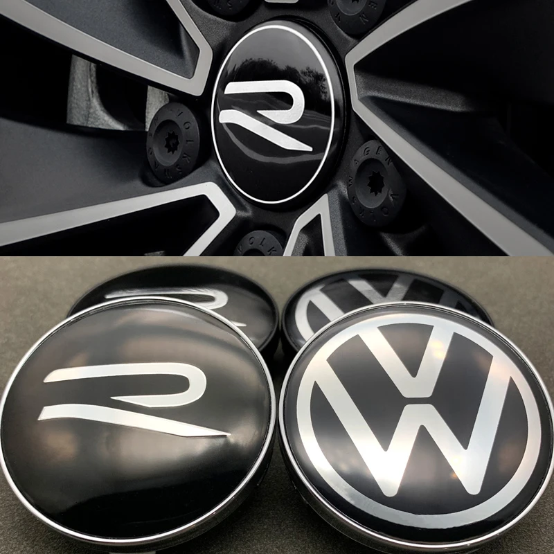 New R VW Logo Car Wheel Center Hub Cap Accessories For Volkswagen VW GTI Rline Polo Golf Passat Magotan Tiguan Lavida CC Sagitar