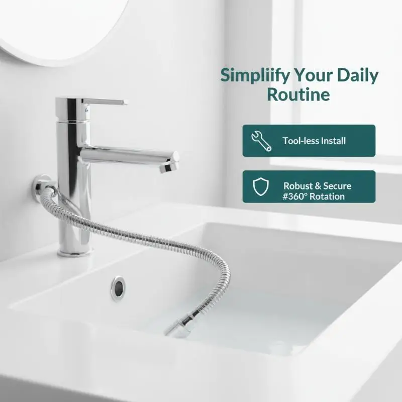 

Adjust Faucet Extension Extender Stainless Steel Water Tap Pipe Tube Bathroom