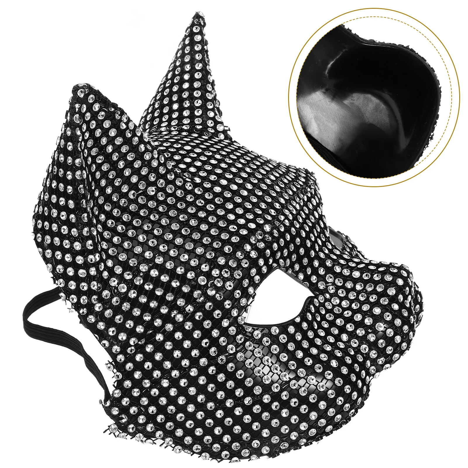 

Rhinestone Cat Mask Decorative Masquerade Festival Party Costume Halloween Cosplay Prop Rhinestone Cat Mask Halloween Masks